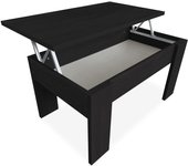 Mesa de Centro Elevable, Mesita de Salón o Comedor, Acabado en Color Blanco con Tapa Cambria, Medidas, 90 cm (Ancho) x 50 cm (Fondo) x 46, 57 cm (Alto), Madera, 90 x 50 x 46, 57 cm