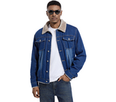Men's denim jacket, padded and thickened washed cotton jacket