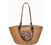 Luojia Straw Weaving Bag Women's 2025 New Knitted Vegetable Basket Large Capacity One-Shoulder Tote Bag Beach Vacation Beach Bag