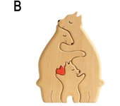 Bear Family Wooden Art Puzzle 2023 Christmas Decorations New Year Wooden Sculpture Desktop Decoration 2024 Gifts for Mom Dad
