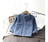 Autumn winter for boys and girls, children's casual velvet long sleeved jac, stand up collar zippered warm windbreakers,
