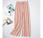 Women's Pleated Loose Ice Silk Casual Cropped Pants Wide Leg Trouse Home Classic Sports Wear Girls Clothes Black Top