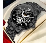 Versatil automático cuarzo luminoso waterproof calado reloj para hombres