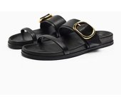 White Leather Flip Flops Woman Summer Wide Straps House Shoes Fashion Slingbacks Flat Sandals Beach Style Round Toe Slippers New