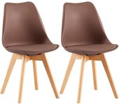 Pack de 4 Sillas de Comedor Sillas Cocina Nórdico con Asiento Tapizado y Las piernas de Madera de Haya Maciza, Blanco