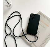 Funda de teléfono de silicona líquida con cordón y correa para collar cruzado para iphone 16 15 14 13 12 MiNi 11 Pro X XR XS Max 7 8Plus