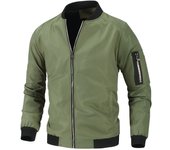 Chaqueta Bomber de Moda Casual para Hombres Material de Poliéster Cierre de Cremallera