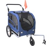 SucceBuy Dog Bike Trailer, 2-in-1 Stroller Cart, Easy Fold, Universal Coupler, Reflectors, Flag