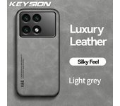 KEYSION Luxury PU Leather Case for Xiaomi POCO F6 Pro Soft Silicone+PC Shockproof Phone Back Cover for Xiaomi POCO F6 Pro