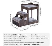 SucceBuy Gray Pet Bunk Bed with Removable Stairs, Multi-Level Window Perch for Dogs and Cats, with Storage and Indoor Use, Comfy Small Pet Seat Platform