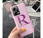 Fashion Rose Initial Letter Phone Case For Xiaomi Poco X5 5G PocoX5 Pro Soft Silicone TPU Back Cover For Poco X5 Pro X 5 X5Pro
