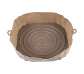 20Cm Air Fryers Oven Baking Tray Fried Chicken Basket Mat AirFryer Silicone Pot Round Replacemen Grill Pan Brown