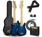 Pack de guitarra eléctrica de tamaño 1/4 para niños principiantes , amplificador portátil de 5 W, cable, funda de transporte, púas y correa