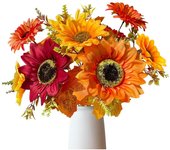 8pcs Flores de Girasoles Artificiales con Tallos diámetro 40cm, grande Girasoles Artificiales Decoracion, Sunflowers Artificial Flowers Flor Falsa Jarrones Decoracion Oficina en casa (8 grandes)