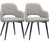 Pack de 2 Sillas de Comedor Modernas Sillas de Cocina Tapizado en Tela con Respaldo Alto Reposabrazos y Patas de Acero Carga 120 kg para Salón Dormitorio 55x55x81 cm Crema