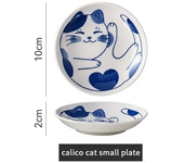 Plato de salsa de postre de cerámica de estilo japonés, vajilla creativa con bonito dibujo de gato de la suerte, platos de Sushi de fruta con forma de gota de agua
