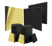 24 Pack Self Adhesive 1.5x12x12Inch Sound Proofing Egg Crate Acoustic Foam, Soundproof Wall Panels for Home & Studio