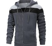 Chaqueta con capucha de bloque de Color para hombre, Sudadera con capucha informal de manga larga con cremallera, cordón y bolsillos, deportes al aire libre de primavera y otoño