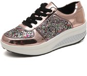 Color diamante lentejuelas espejo mecedora zapatos de mujer estudiante casual zapatos deportivos color zapatos de moda