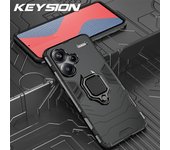 KEYSION Shockproof Armor Case for Redmi Note 13 Pro 5G Silicone+PC Ring Metal Stand Phone Cover for Xiaomi Redmi Note 13 Pro+ 5G