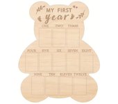 Wood Baby Milestone-Photo Frame Hangable Bear/Egg/Door Shape Newborn Growth Record Album Ornament 12 Months