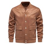 Chaqueta de ante nueva de otoño e invierno para hombres, chaqueta de cuello alto, chaqueta de béisbol casual, chaqueta para homb
