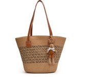 Summer Beach Vacation Straw Bag2025New Style Woven Large Capacity Shoulder Beach Bag Fashionable Trendy Tote Bag