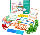 Juguetes Montessori Niños 3 4 5 6 Años Juegos Educativos Rompecabezas de Madera, 120 Piezas Palitos de Colores y Anillos con Tarjetas, Creativos Juegos Interactivos Regalo para Niños Niñas