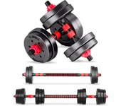 Mancuernas Ajustables 2 en 1-10kg 20kg 40kg - Kit de Pesas con Barra Recta Ajustable y Antideslizante - Pesas y Mancuernas Discos Recubiertos