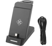 3 in 1 Charging Station Foldable Travel Wireless Charger Phone Stand for Galaxy Z Flip Fold Buds Buds Pro Watch 6 Black