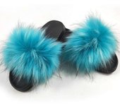Hot Summer Women faux Fox Slippers Slides Female Indoor Flip ps Casual Raccoon Furls Furry Fluffy Plush Shoes