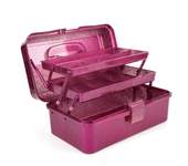 Glitter Pink & Craft Tool Storage Box,3-Layer Stackable Carry Tackle Box Sewing Box Organizer for Art