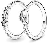 2024 925 Silver Ring Celestial Sparkling Moon Sun Ring S925 Finger Ring Diy Women Fine Jewelry