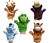 Pack de 5 diferentes tipos de marionetas de mano jirafa, Águila, CEBRA, Caballo,