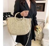 Summer Straw Bag Women Large Capacity Handle Bag Handmade Woven Handbag Bohemia Vacation Rattan Beach Bag Kintted Purse