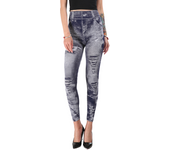 Women's imitation mesh fabric, printed jeans, multi colored, hip lifting