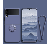 Funda de silicona líquida de lujo con soporte para anillo Galaxy Z Flip 3, 4, 5, 6
