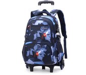 Rolling Backpack, Large Capacity Wheeled Backpack, Waterproof Trolley Book Bag (6 Wheels)