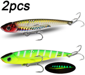2pcs VIB Lures Kit 20g 25g 30g Metal Jig Spinner Sinking Blade Vibetion Super Hook Pesca Fishing Tackle Box Spoon Baits Set