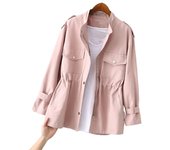 Women's medium length jacket, spring and autumn top, windbreaker