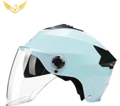 Casco de motocicleta con luces Led para hombre y mujer, accesorio para ciclomotor, Scooter eléctrico, con doble visera, recargab