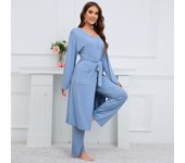 Women's Three-piece Suit New Vest Long Sleeve Long Cape Coat Wide Leg Trousers Casual Suit