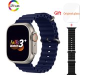 Hello Watch 3 Plus-reloj inteligente para hombre y mujer, pulsera deportiva Ultra AMOLED de 49mm, NFC, brújula, Bluetooth, llamadas Black
