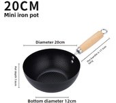 Hand-forged Mini Frying Pan Uncoated with Lid Cooking Omelette Pans Wok Nonstick Kitchen Supplies Iron Pot Saucepan