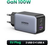 UGREEN Nexode X Cargador USB C 100W, Adaptador de Corriente GAN Multienchufe Compatible con Samsung Galaxy S25 S24 Ultra/ S23, MacBook Pro/Air, iPad, iPhone 16/15/14/13/12