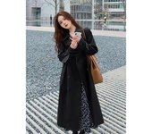 Streetwear Loose Trench Coat Midi Length Fashion Korean Elegant Khaki Black Women's Windbreaker Coat Casual Double Breasted Tops