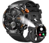 Military Smart Watch for Men Answer/Make Call, Outdoor Tactical Sports Smartwatch with LED Flashlight Compass