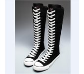 Zapatos de lona para mujer Botas altas de rodilla con cremallera lateral Zapatos planos vulcanizados Zapatillas con cordones