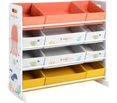 Estantería de Juguetes, Organizador Infantil con 12 Cajas de Tela No Tejida, para Libros, Estantería para Niños, para Sala de Juegos, Multiusos, Blanco