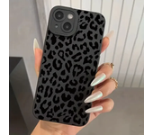Funda de Teléfono de Silicona con Estampado de Leopardo Negro Para Modelos de iPhone 16-12